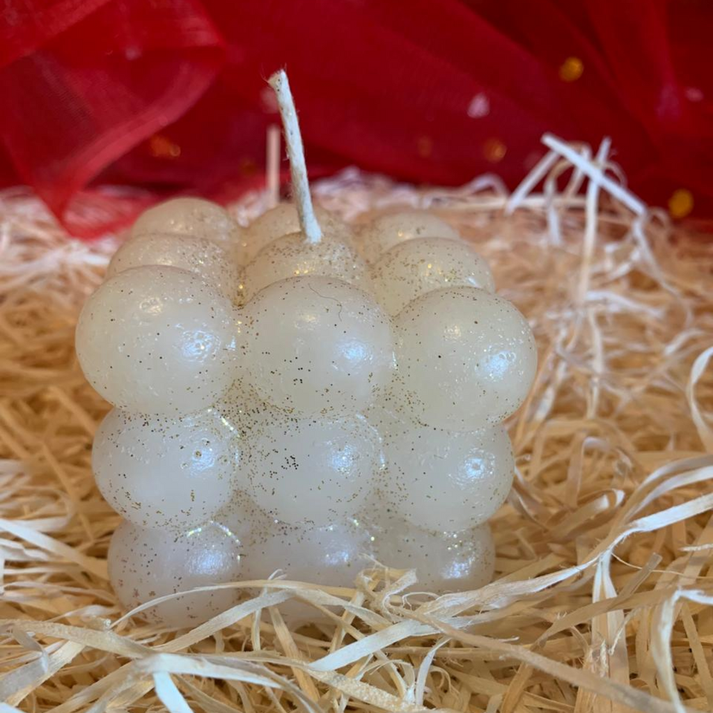 Christmas Bubble Scented  Candle  White