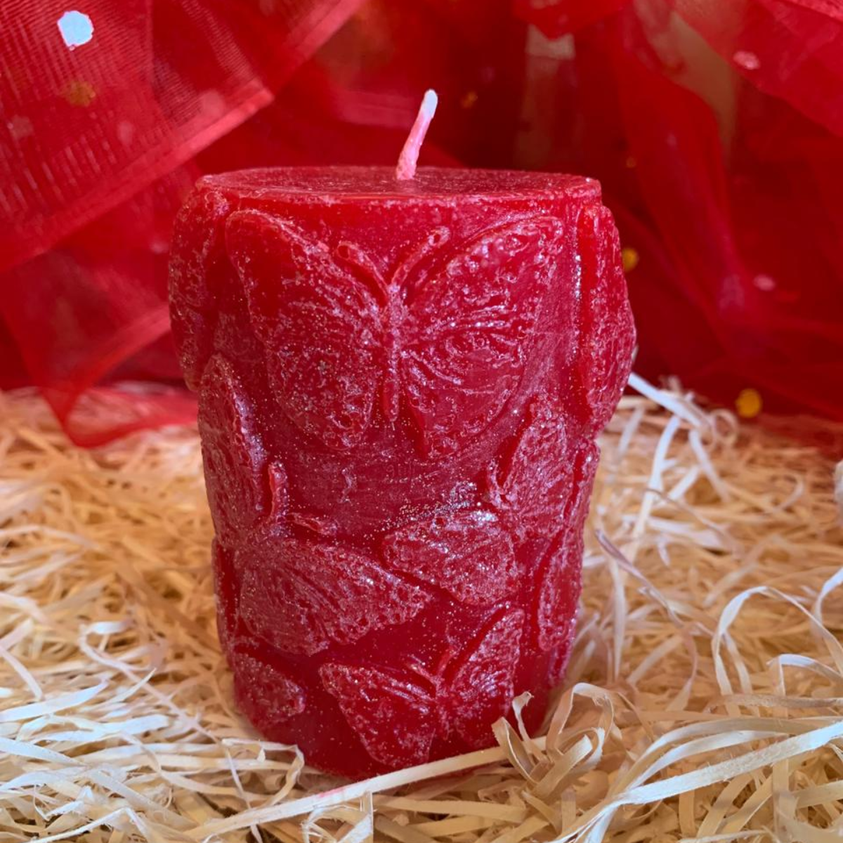 Christmas Butterfly  Scented Candle Red