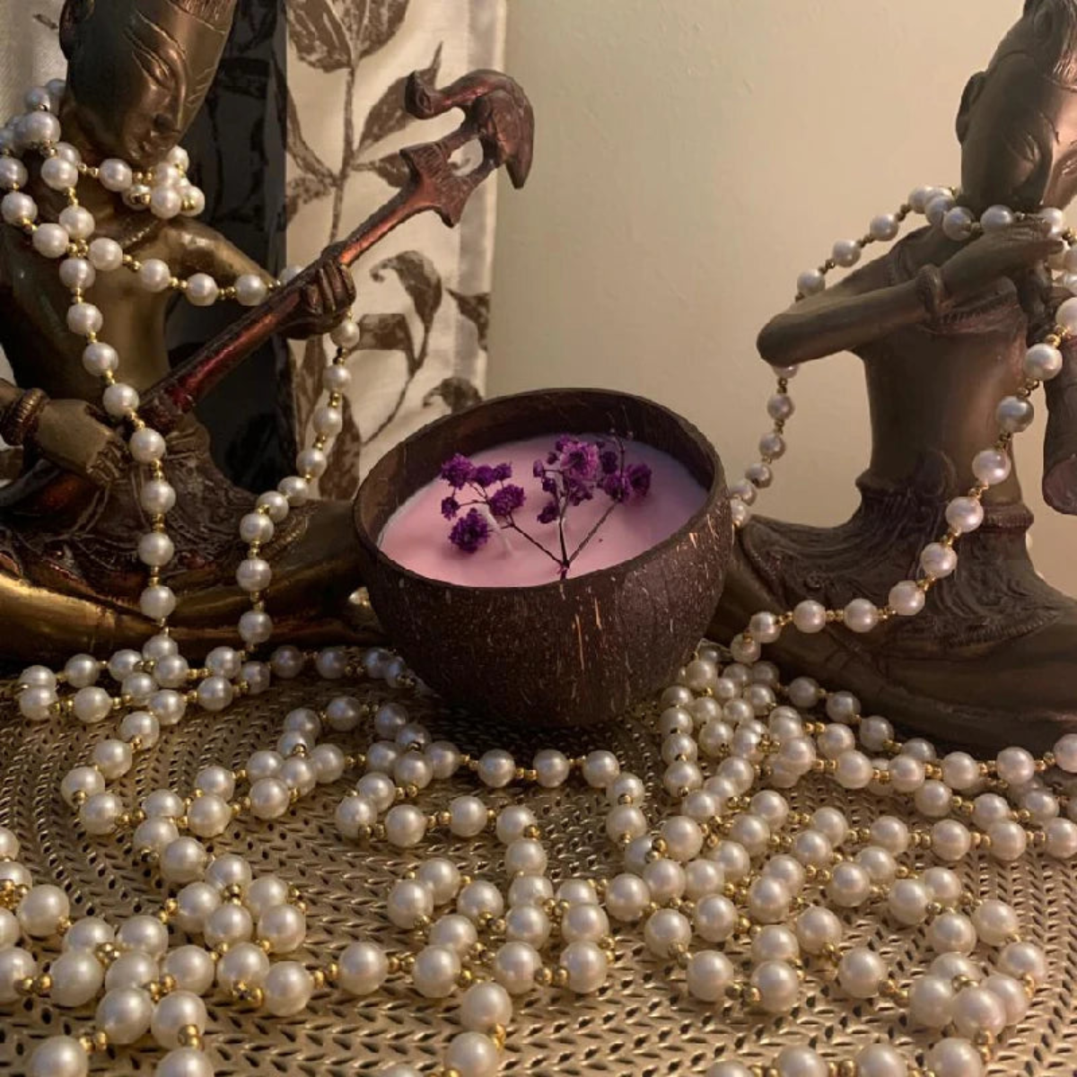 Coconut Shell Scented Candle Rose