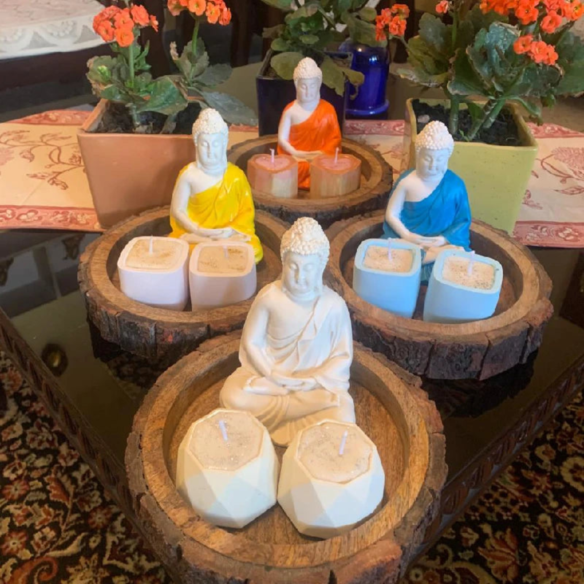 Concrete Buddhaji Scented Candle Wooden Base 