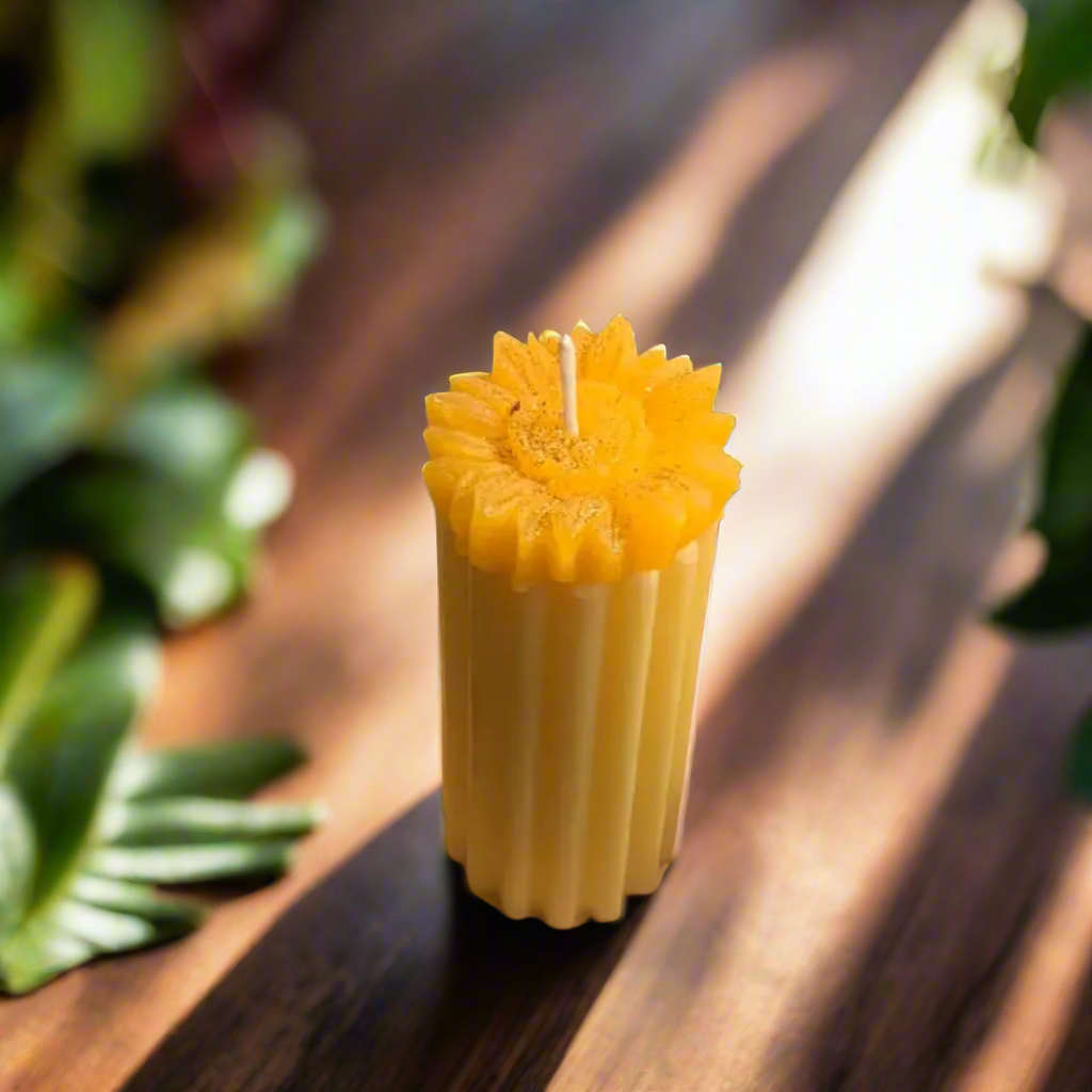 Designer Ribbed Scented Pillar candle