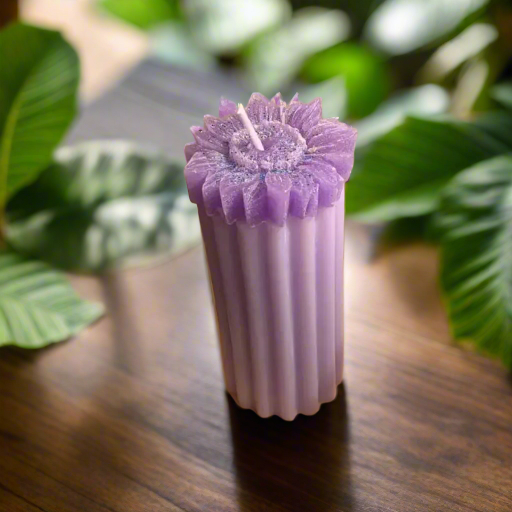 Designer Ribbed Scented Pillar candle