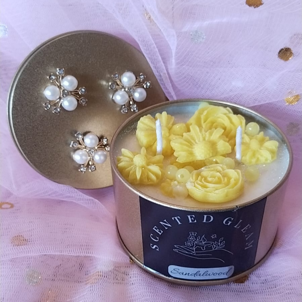 Designer Tin Box Scented Candle Sandalwood