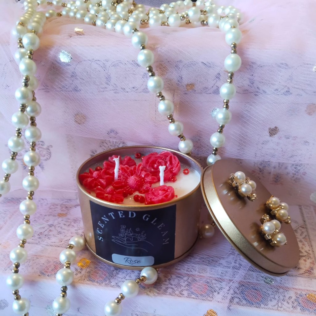 Designer Tin Box Scented Candle Rose1
