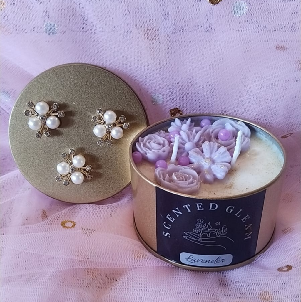 Designer Tin Box Scented Candle Lavender