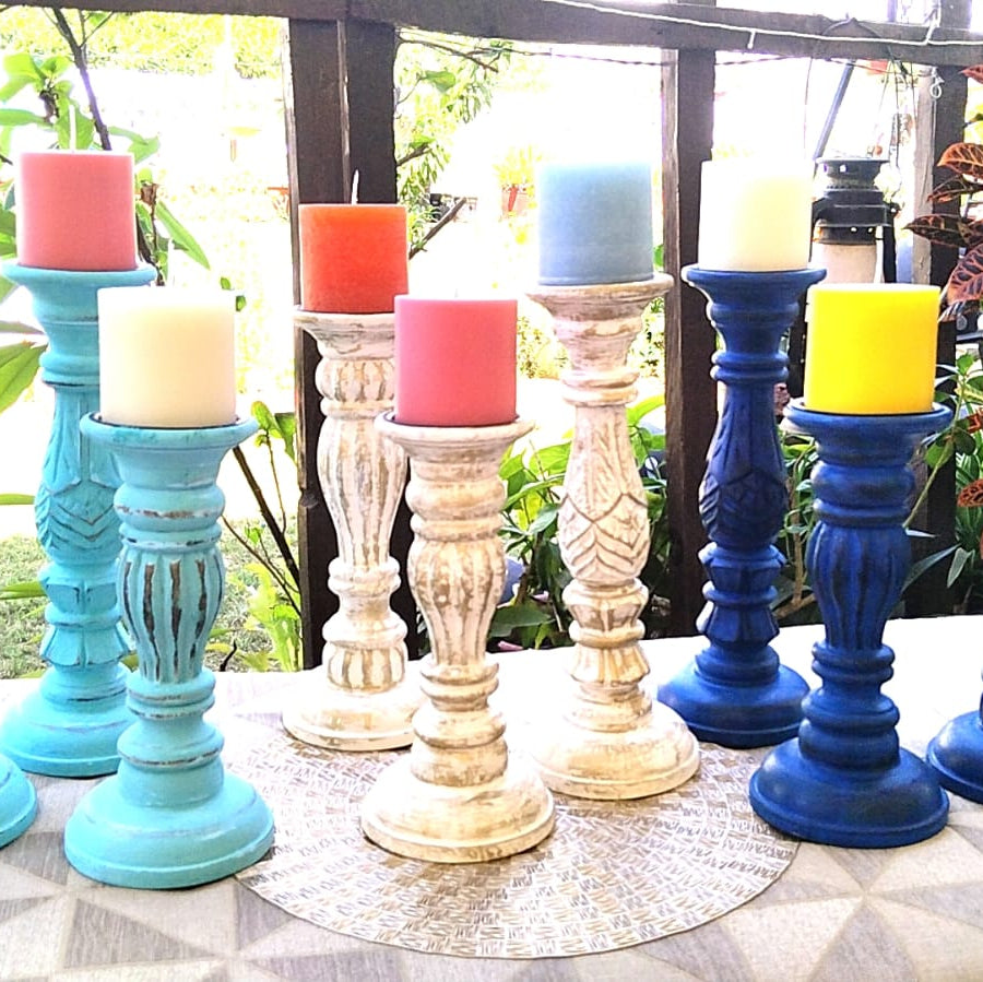 Designer- Candle- Holder- with Pillar -Candle