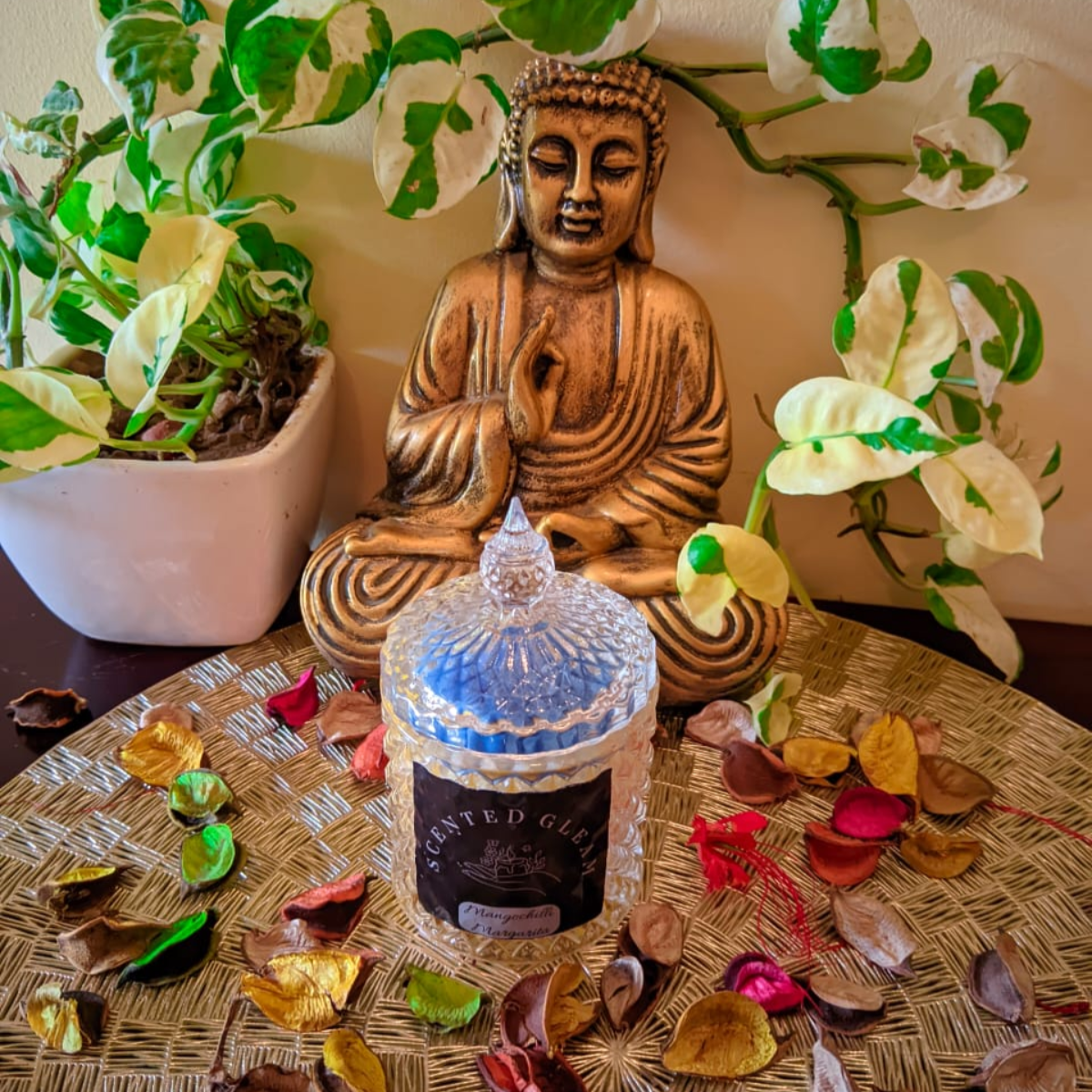 Diamond Crystal Scented Glass Jar Candle Lavender