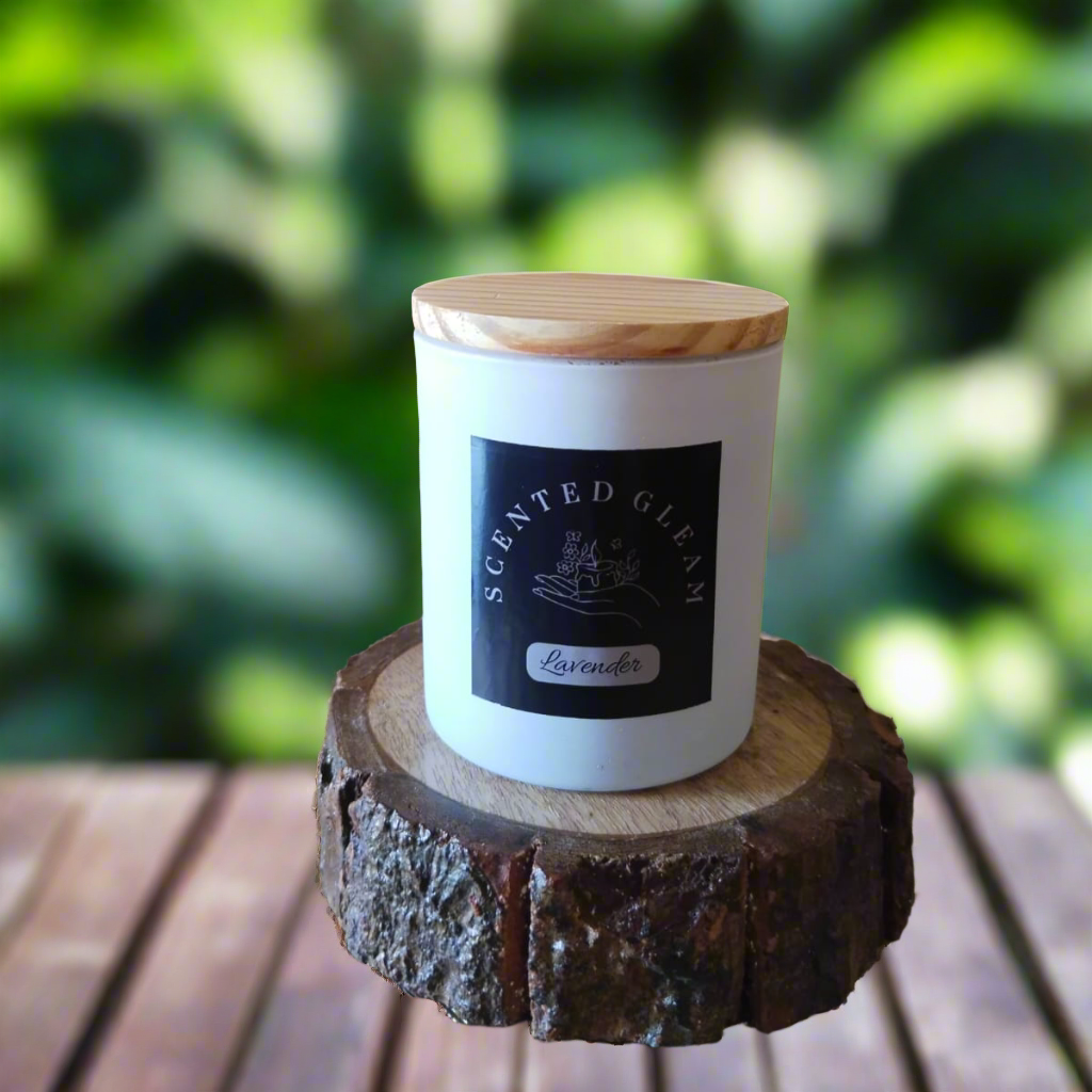 Frosted Scented Glass Jar Candle Lavender White