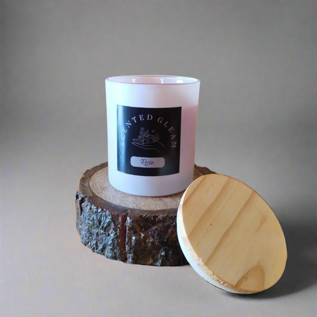 Frosted Scented Glass Jar Candle Rose1