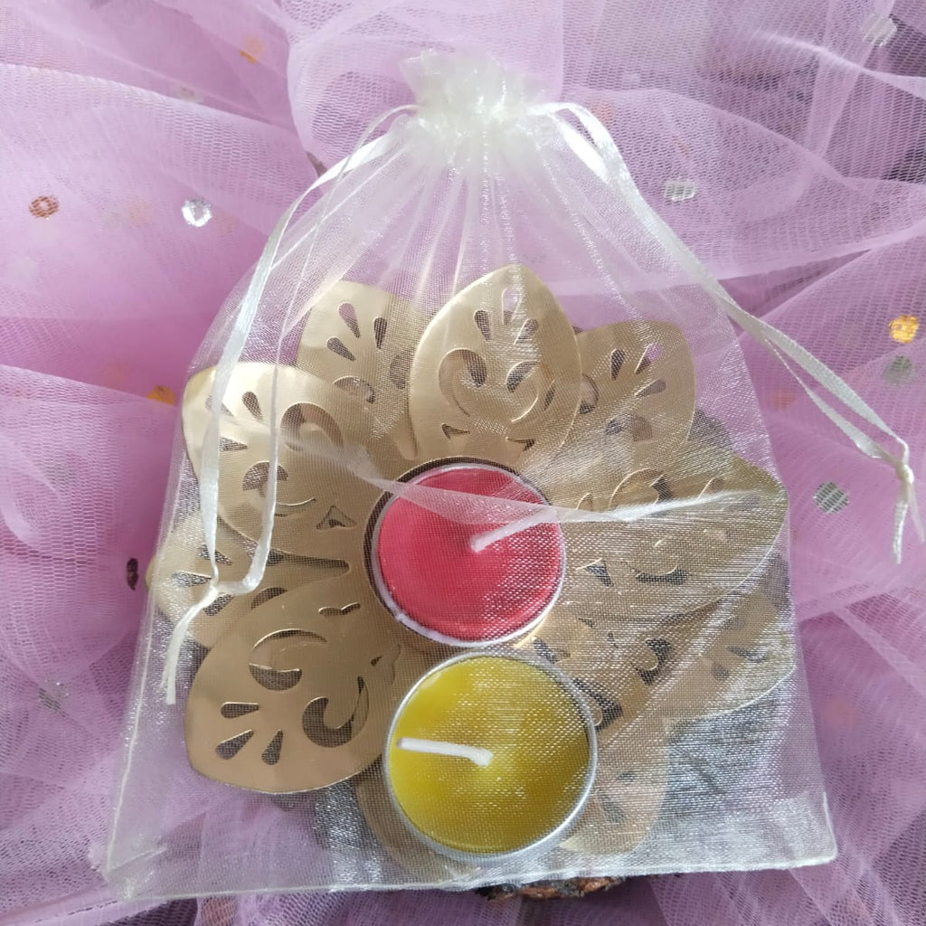 Golden Metallic Designer Diya - Pack of 1