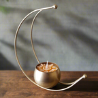 Half-Moon Shaped Metal Pot Scented Candle Sandalwood