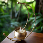 Half-Moon Shaped Metal Pot Scented Candle Mogra 1