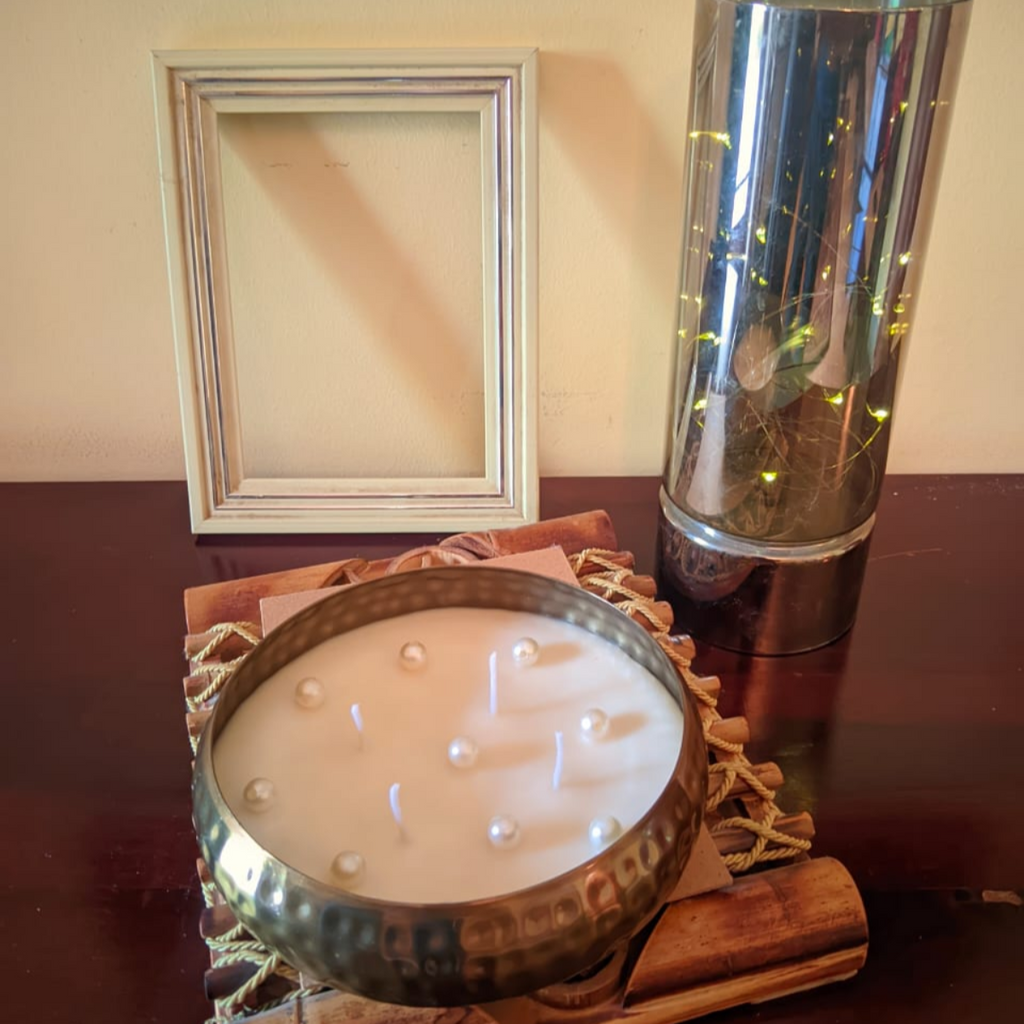 Hammered Metal Urli Scented Candle Sandalwood