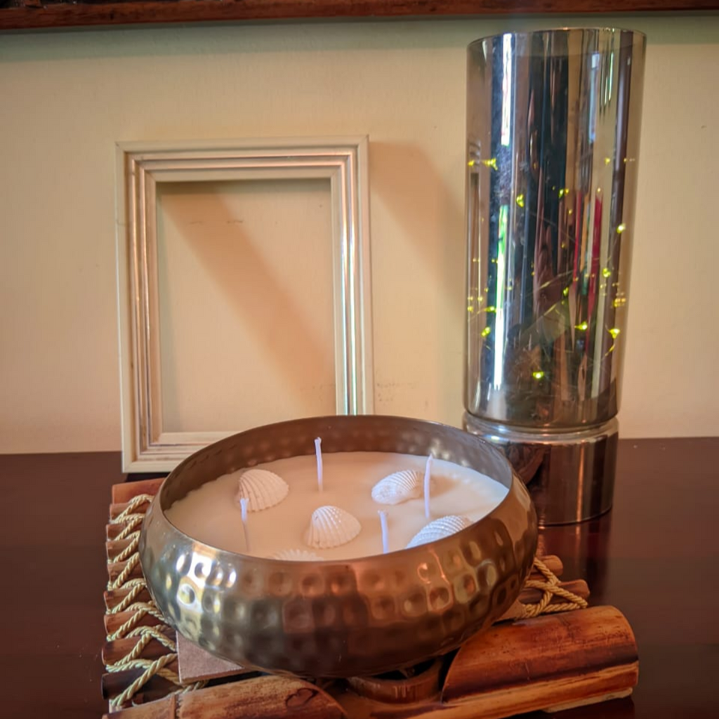 Hammered Metal Urli Scented Candle Jasmine