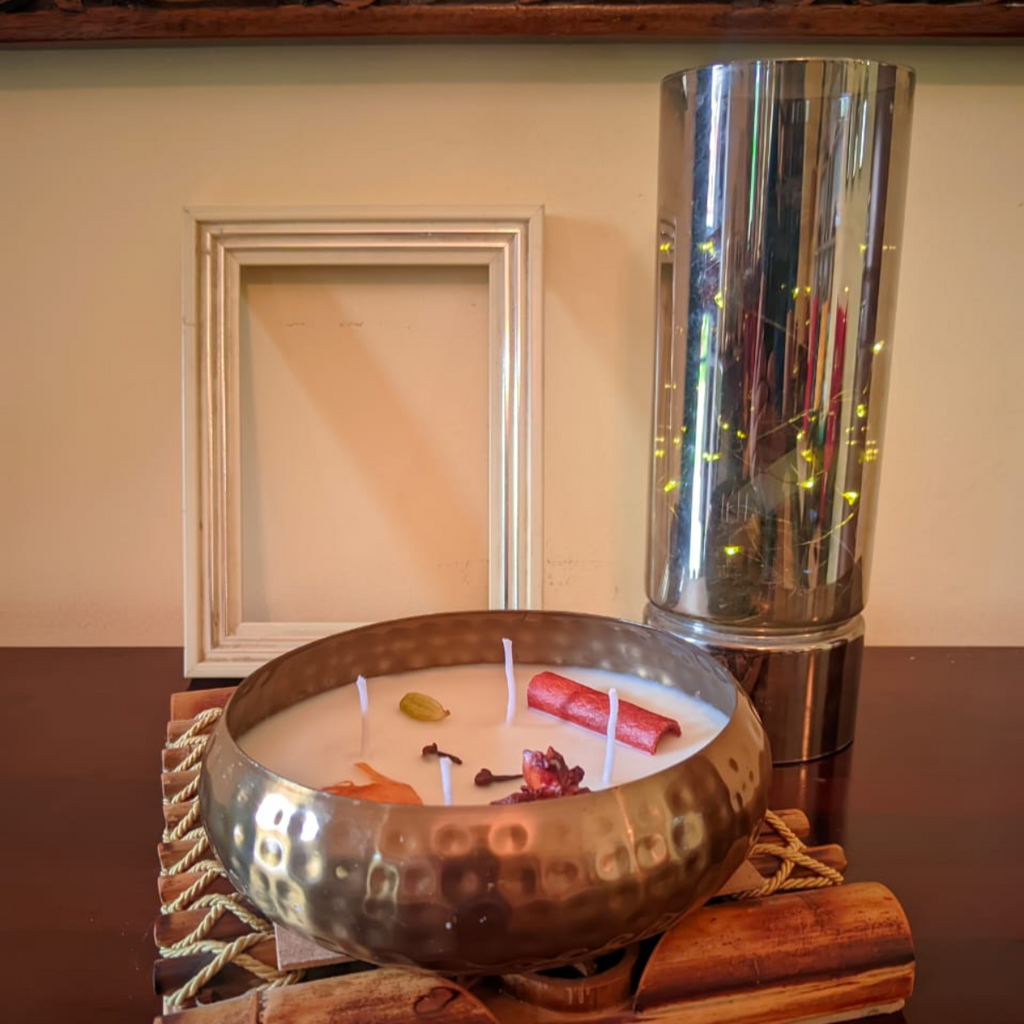 Hammered Metal Urli Scented Candle Rosemary1