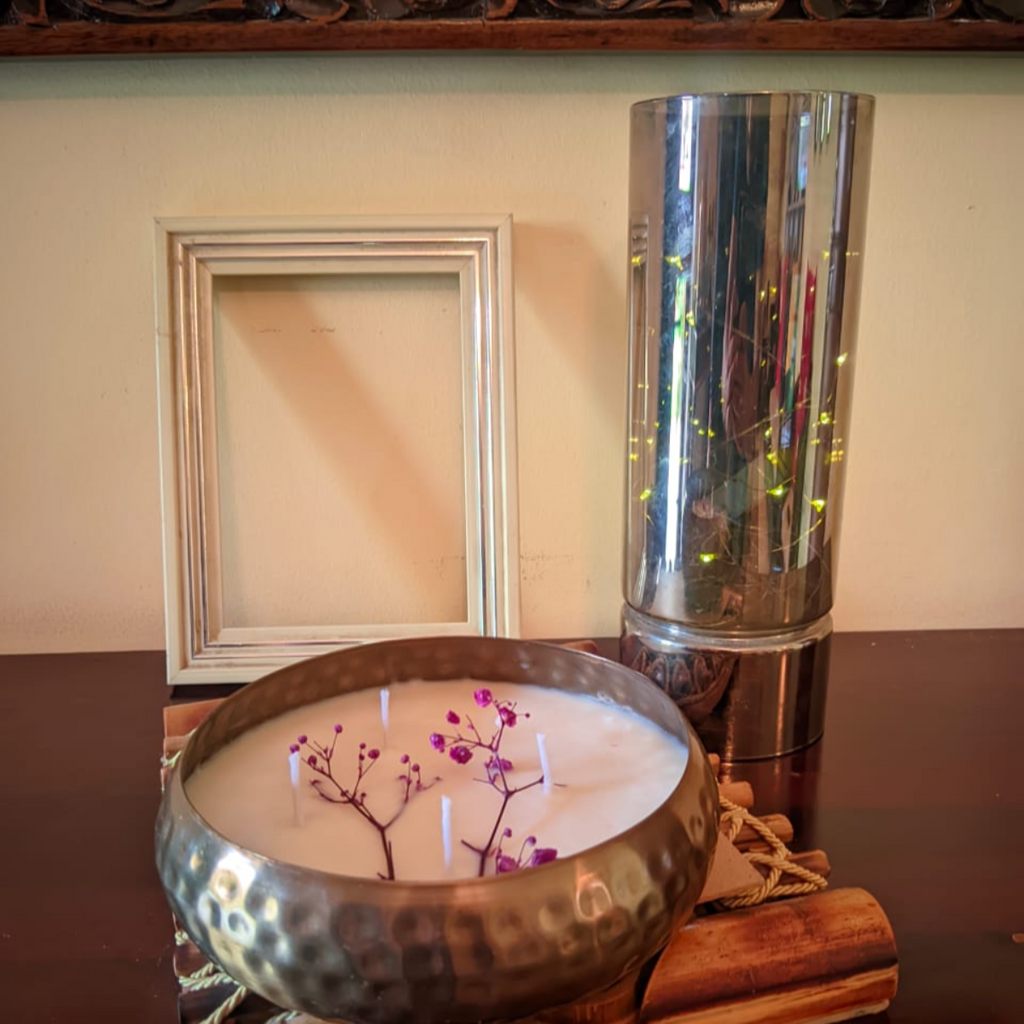 Hammered Metal Urli Scented Candle Lavender