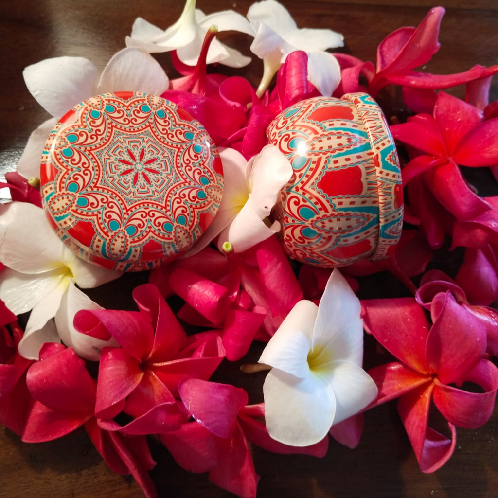 Mandala Art Tin Scented Candle Red