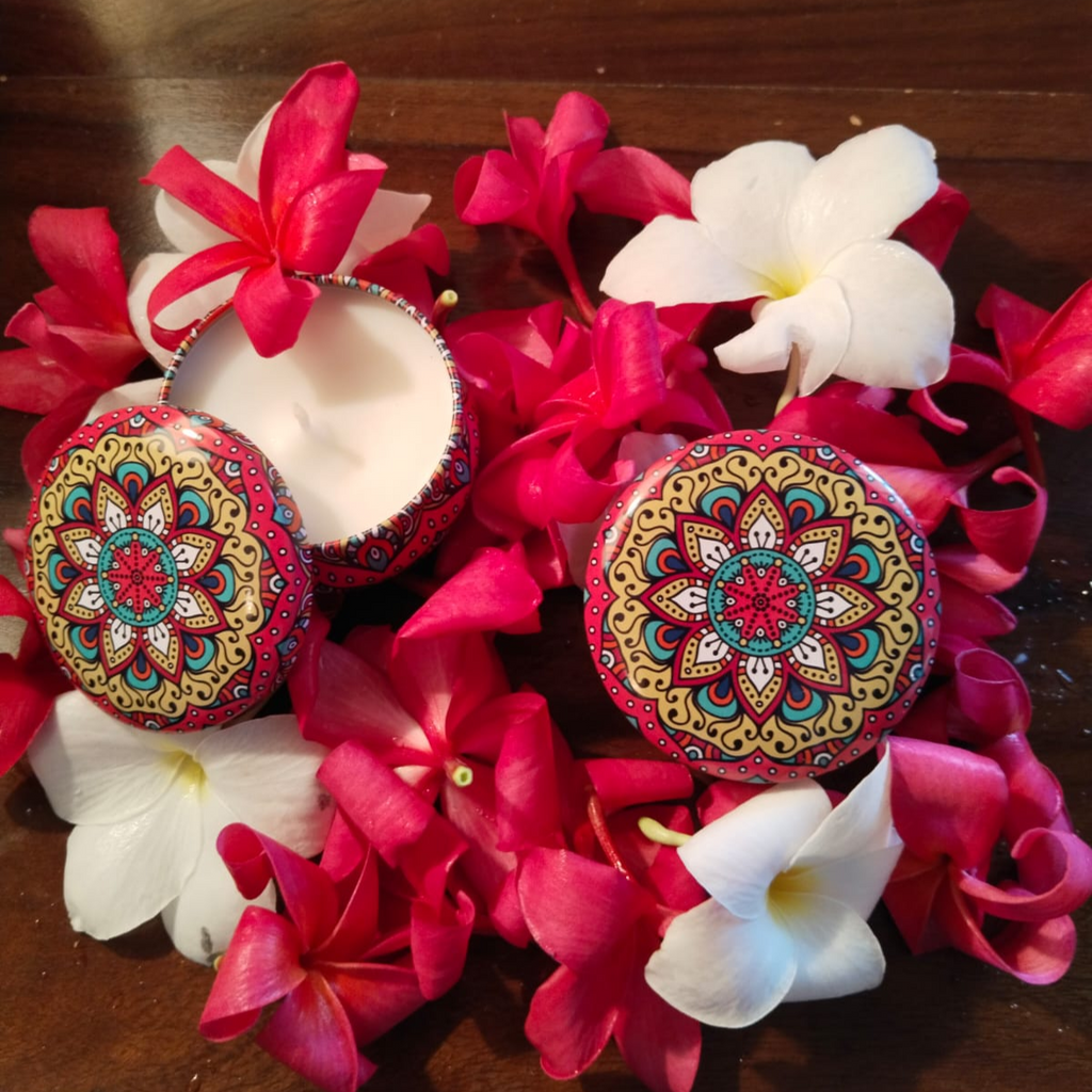 Mandala Art Tin Scented Candle Pink