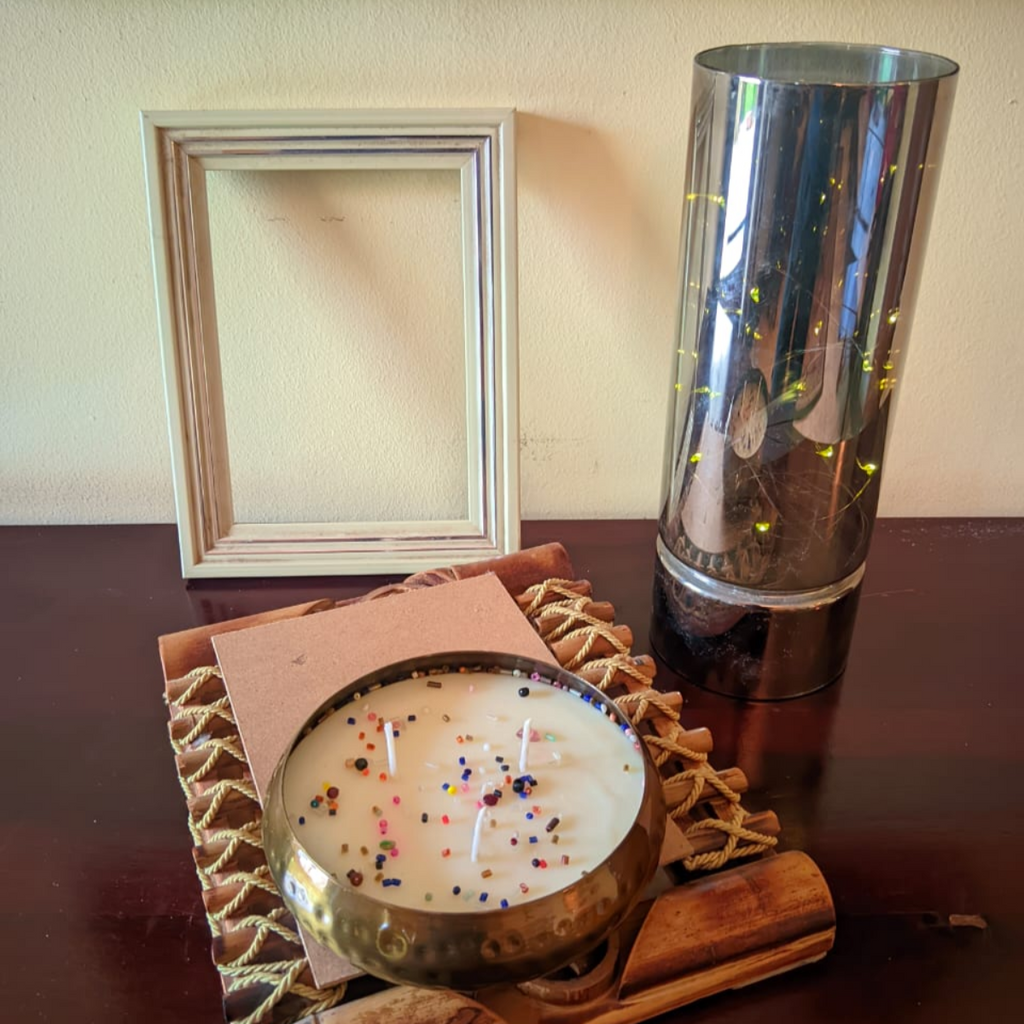 Metal Hammered Urli Scented Candle 5Inch  Rosemary