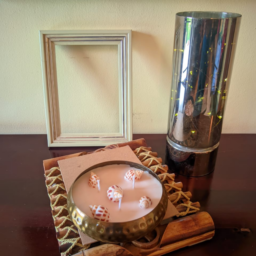 Metal Hammered Urli Scented Candle 5Inch Mogra1