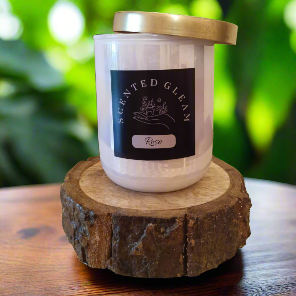Premium Glass Jar Scented Candle Rose