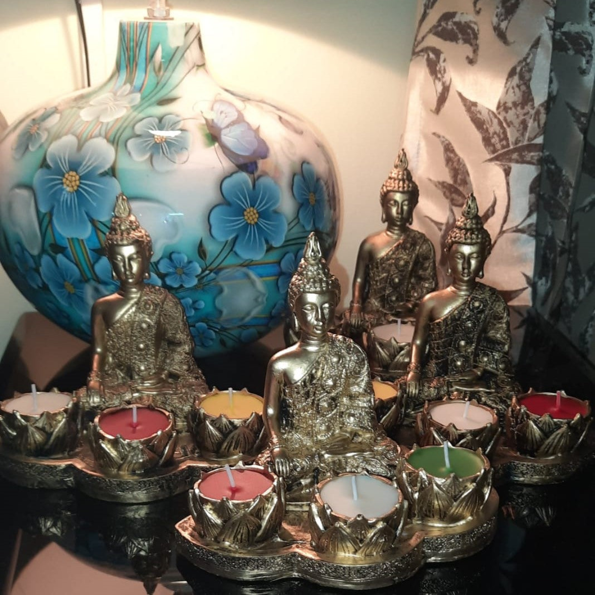 Sitting Buddhaji with 3 Scented Candles