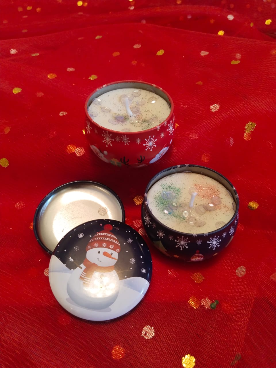 Christmas Design Tin Box Scented Candle - Pack of 1