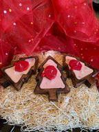 Wooden Christmas Tree Base Scented Candle with Santa Face, Santa Stocking, Gingerman - Pack of 1