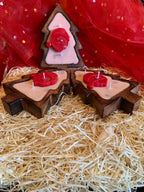 Wooden Christmas Tree Base Scented Candle with Santa Face, Santa Stocking, Gingerman - Pack of 1