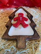 Wooden Christmas Tree Base Scented Candle with Santa Face, Santa Stocking, Gingerman - Pack of 1