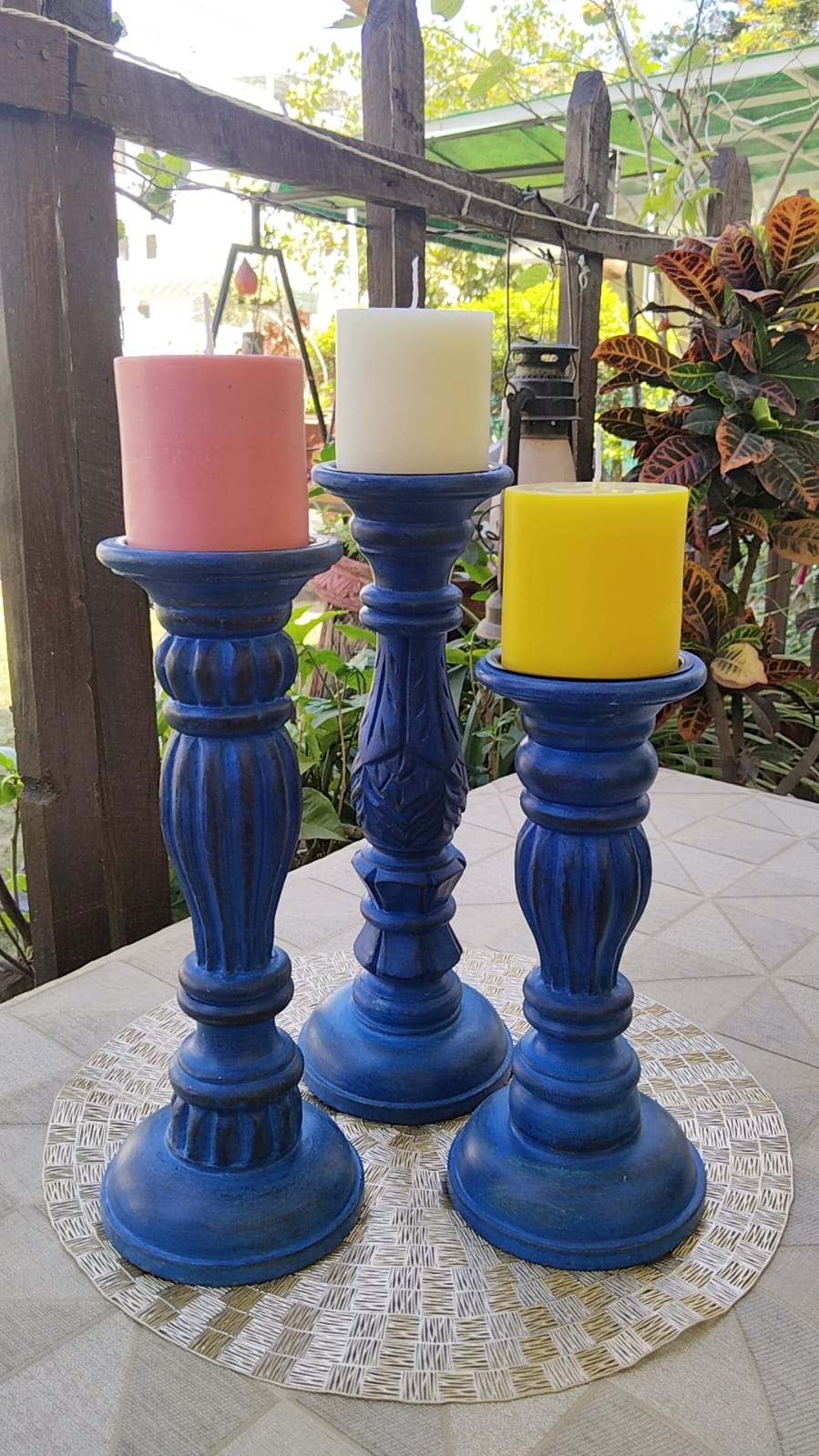 Designer- Candle- Holder- with Pillar -Candle