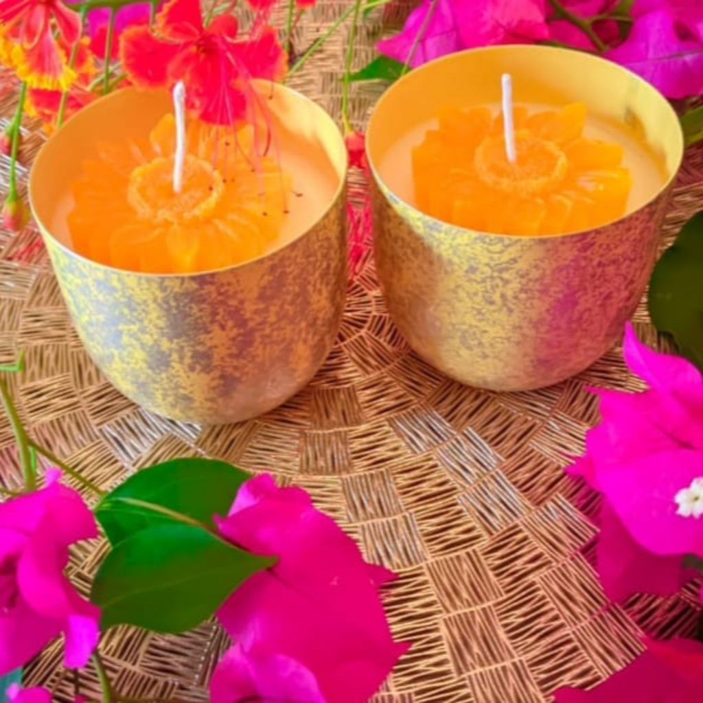 Yellow Metal Jar Scented Candle Lemon